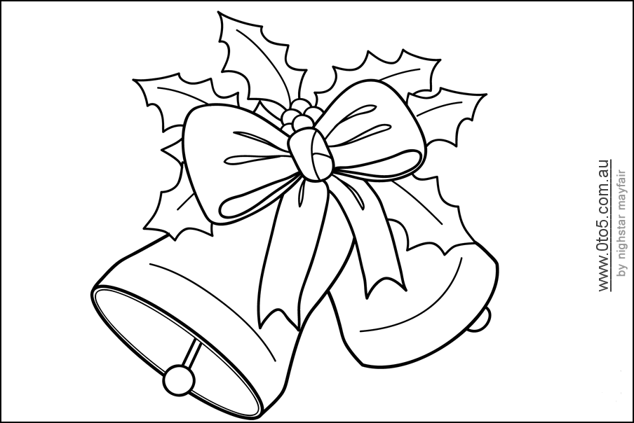 Christmas Bells to colour printable template