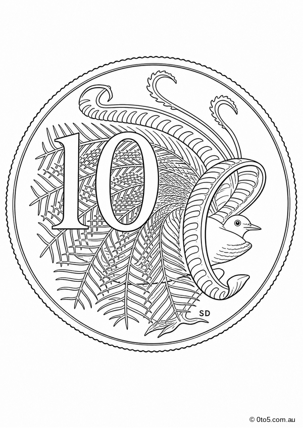 Australian 10 Cent Coin Coloring Page thumbnail