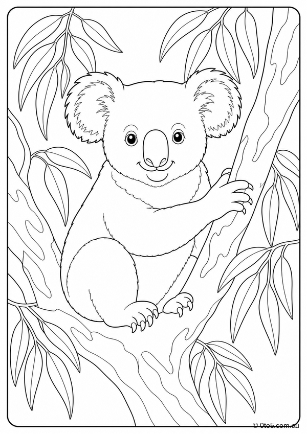 Australian Koala Coloring Page thumbnail