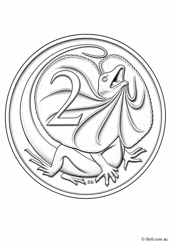 Australian Two Cent Coin Coloring Page thumbnail