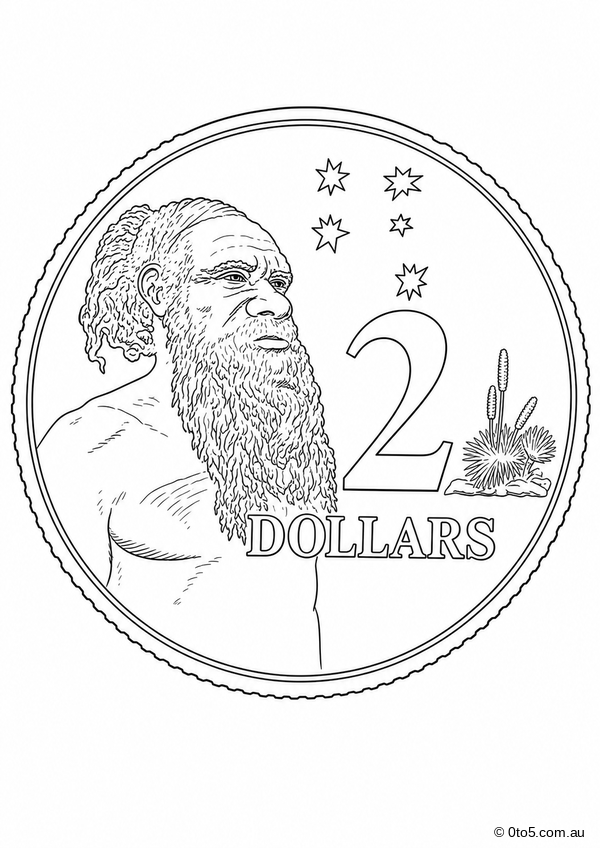 Australian Two Dollar Coin Coloring Page thumbnail