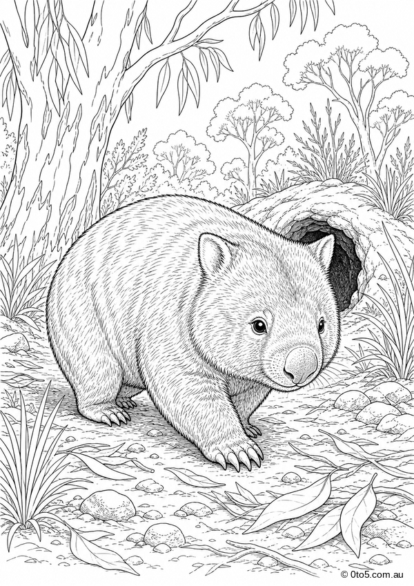 Australian Wombat Coloring Page thumbnail