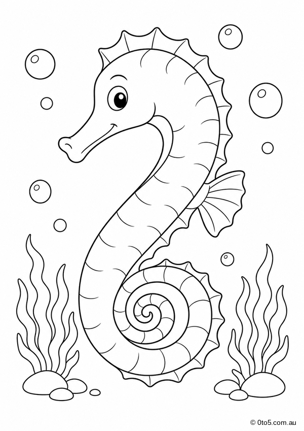 Ocean Number 2 Seahorse Coloring Page thumbnail