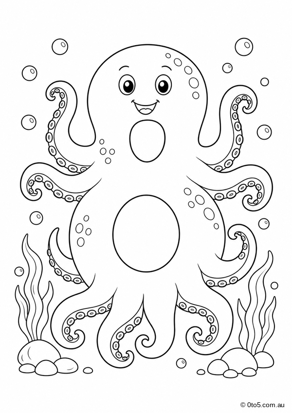 Ocean Number 8 Octopus Coloring Page thumbnail