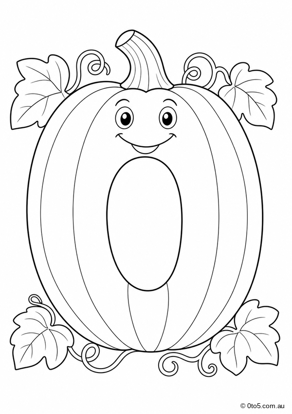 Spooky Number 0 Pumpkin Coloring Page thumbnail