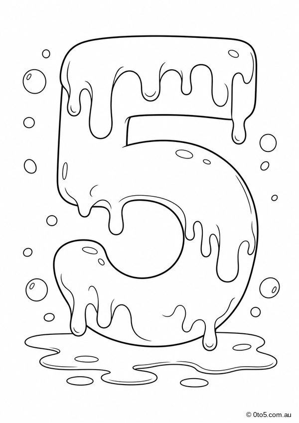 Slime Number 5 Coloring Page thumbnail