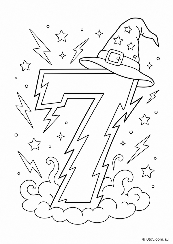 Magic Number 7 Coloring Page thumbnail