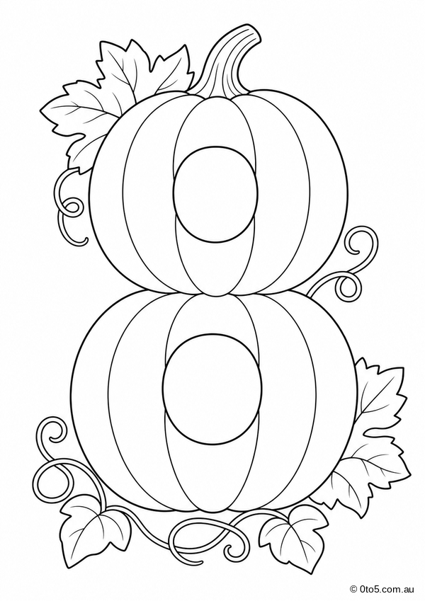 Pumpkin Number 8 Coloring Page thumbnail