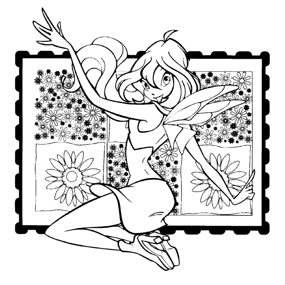 Winx Club Fairy Sitting with Pattern Background thumbnail